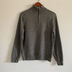 J Crew Heather Grey Mens Quarter Zip Size M Pullover Knit Organic Cotton